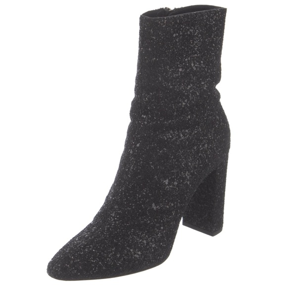 Saint Laurent mid calf heel glitter bedazzled boots - Picture 2 of 5